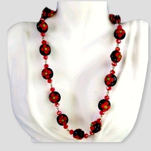 Repurposed Hand Crafted Vintage Lampwork Glass Bead Necklace